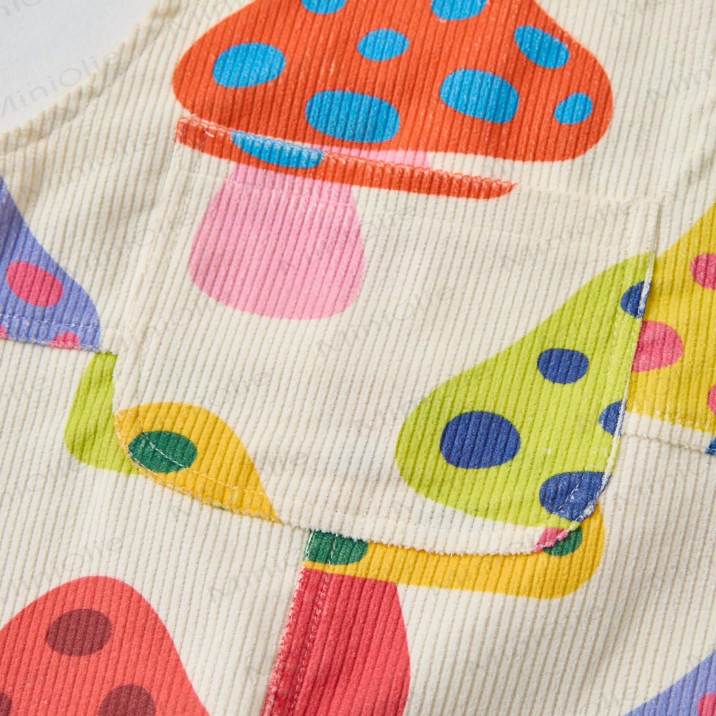 ベビー幼児用カラフルマッシュルームベージュコーデュロイオーバーオール - image 4