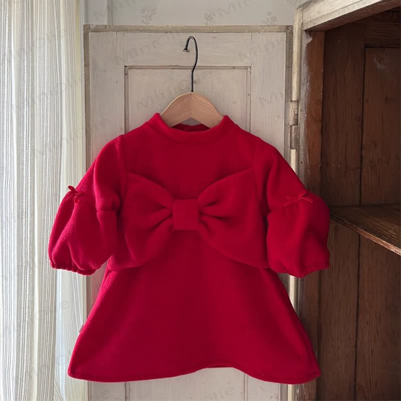 幼児用女の子用リボン無地Dress - 赤 - 4-5Y - image 4