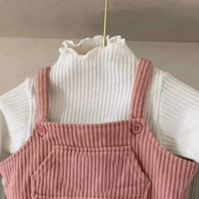 幼児用女の子用コードパッチワークメッシュサスペンダースカート - ホワイトトップ - 5-6Y - image 6