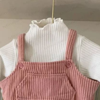 幼児用女の子用コードパッチワークメッシュサスペンダースカート - ホワイトトップ - 5-6Y - image 6