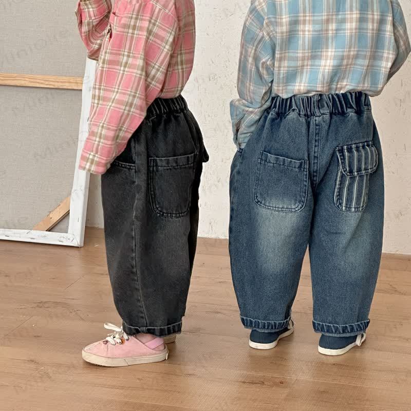 幼児用無地ルーズデニムパンツ - image 3