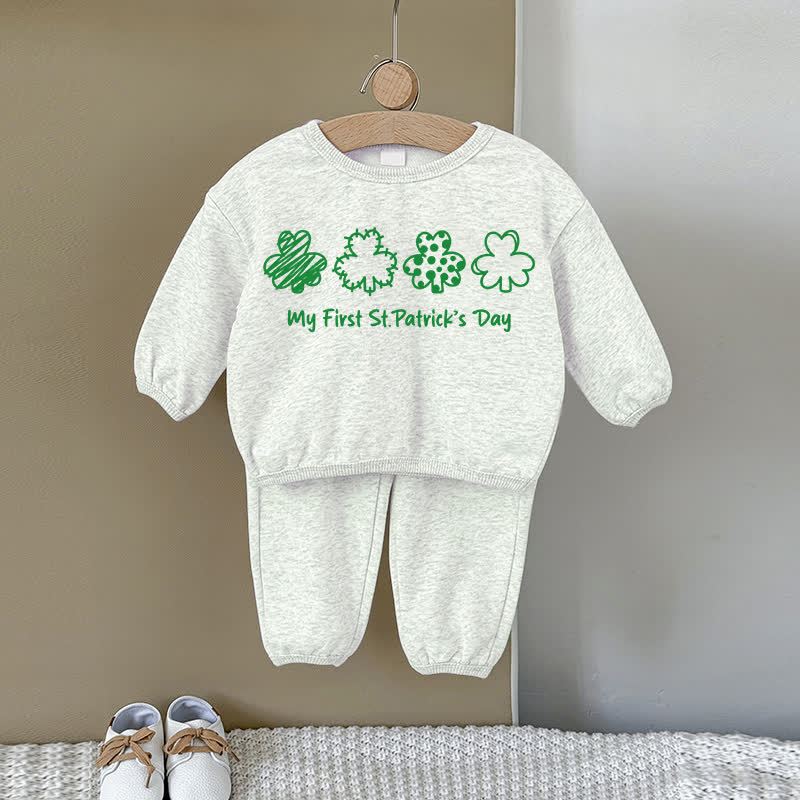 MY FIRST ST. PATRICK'S DAYベビー グレー スウェットシャツ 2点セット - グレー - 2～3歳 - image 1