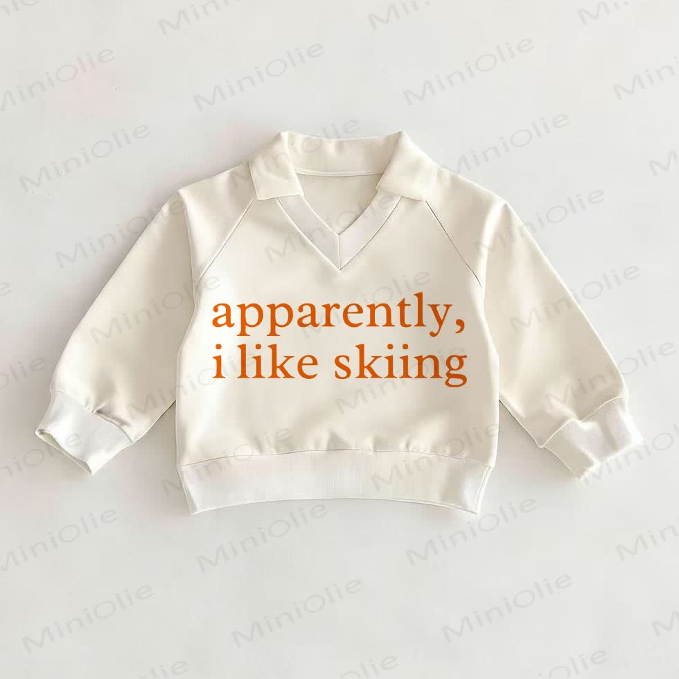 APPARENTLY, I LIKE SKIINGベビーホワイトポロトップ - 白 - 2～3歳 - image 1