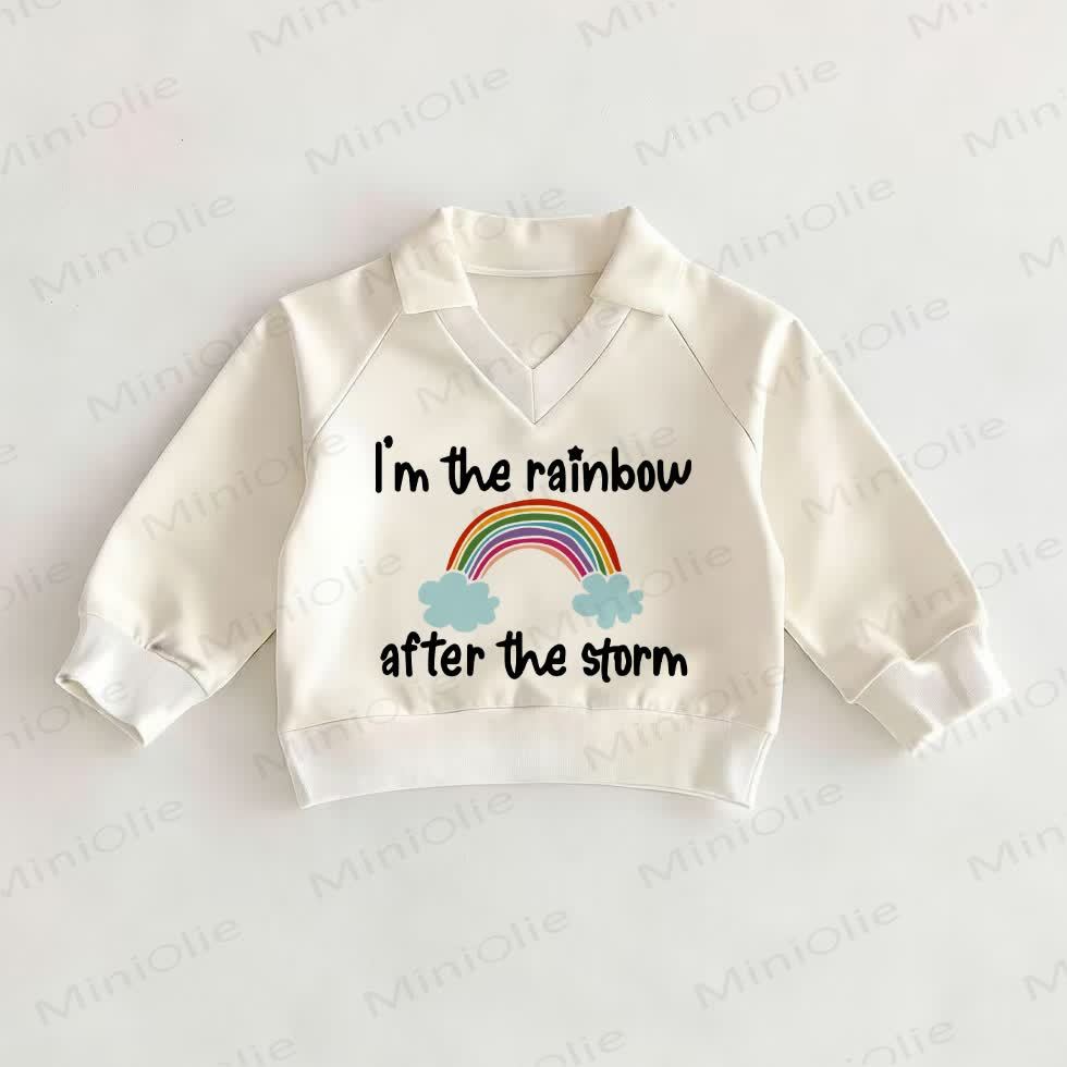 I'M THE RAINBOW AFTER THE STORMベビーホワイトポロトップ - 白 - 2～3歳 - image 1