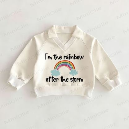 I'M THE RAINBOW AFTER THE STORMベビーホワイトポロトップ - 白 - 2～3歳 - image 1