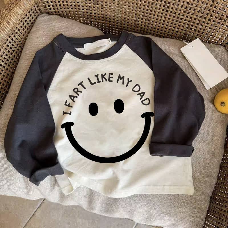 I FART LIKE MY DADベビースマイリーダークグレーラグランTシャツ - ドラック・グレイ - 2～3歳 - image 1