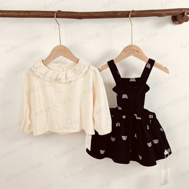 ベビー 幼児 女の子 デニム ベア サスペンダー スカート - image 1