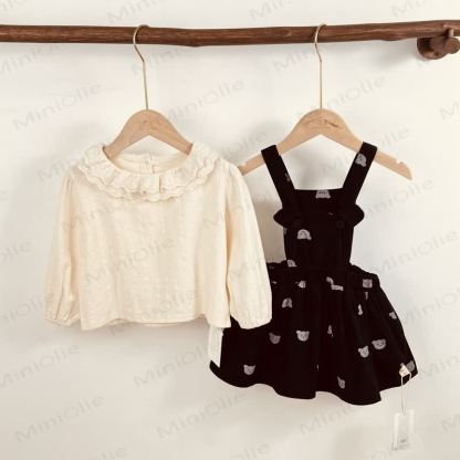 ベビー 幼児 女の子 デニム ベア サスペンダー スカート - image 1