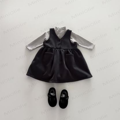幼児用女の子用無地フリース裏地ノースリーブDress - 黒 - 5-6Y - image 7