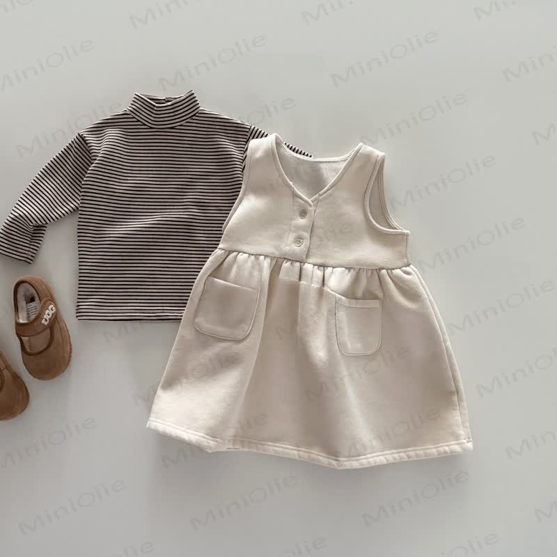 幼児用女の子用無地フリース裏地ノースリーブDress - image 6