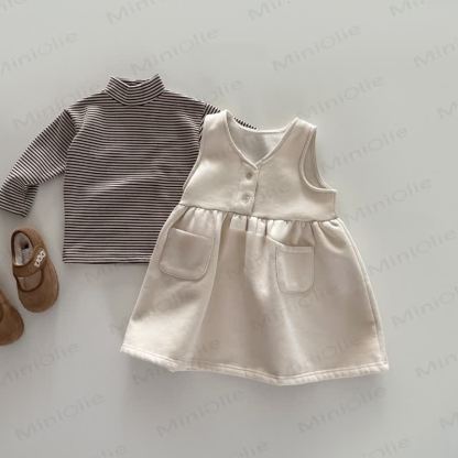 幼児用女の子用無地フリース裏地ノースリーブDress - image 6