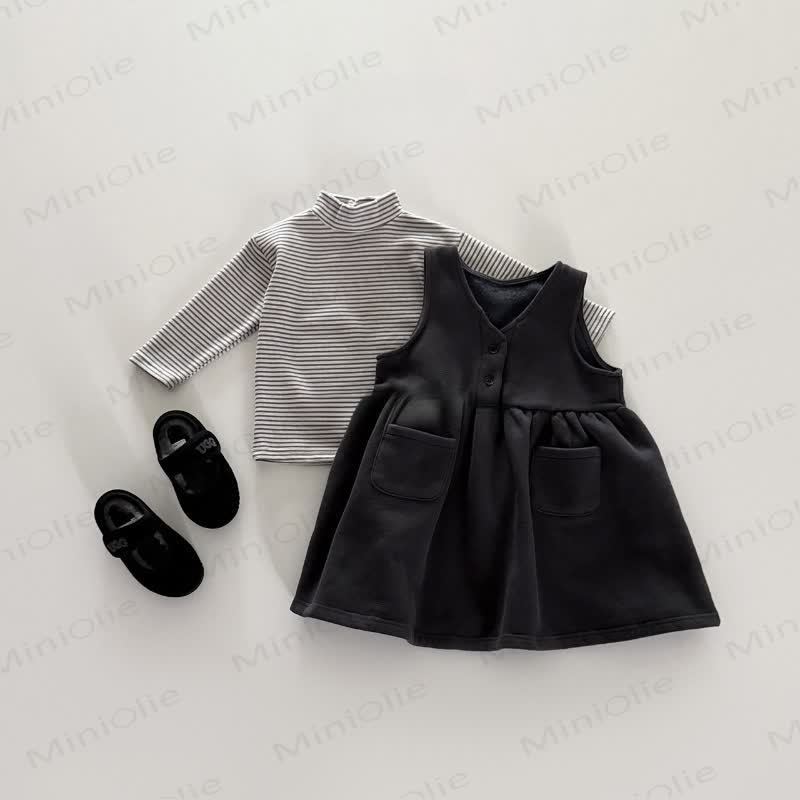 幼児用女の子用無地フリース裏地ノースリーブDress - image 8