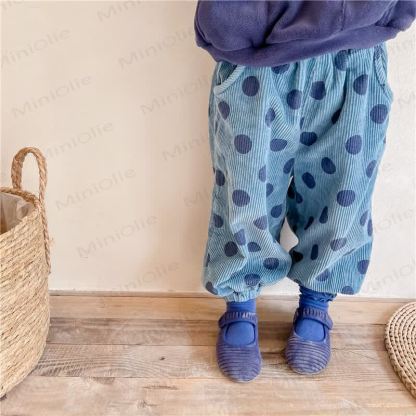 ベビー幼児用コードドットフリース裏地パンツ - グレーブルー - 8歳 - image 2