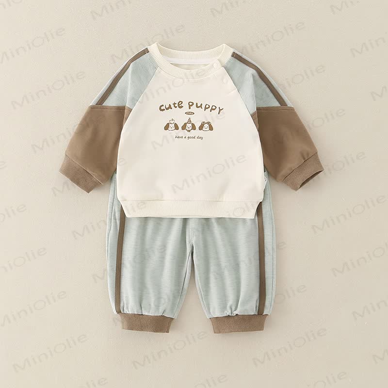 ベビー幼児男の子用動物柄2点セット - コーヒーグリーンスプライシングドッグ - 3～5歳 - image 6