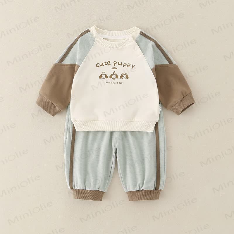 ベビー幼児男の子用動物柄2点セット - コーヒーグリーンスプライシングドッグ - 3～5歳 - image 6