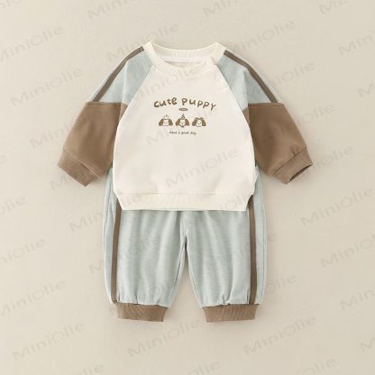 ベビー幼児男の子用動物柄2点セット - コーヒーグリーンスプライシングドッグ - 3～5歳 - image 6