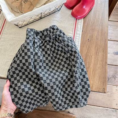 ベビー幼児用デニムチェックパンツ - グレー - 8歳 - image 4