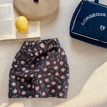 ベビー幼児女の子用フラワー柄ルーズショーツ - グレー - 5～7歳 - image 6