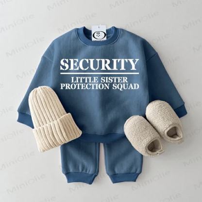 SECURITY LITTLE SISTER PROTECTION SQUADベビー 2ピース スウェットスーツセット - 青 - 2～3歳 - image 1