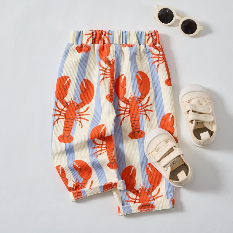 ベビー幼児用ベージュブルーホワイトストライプロブスターコードパンツ - image 2