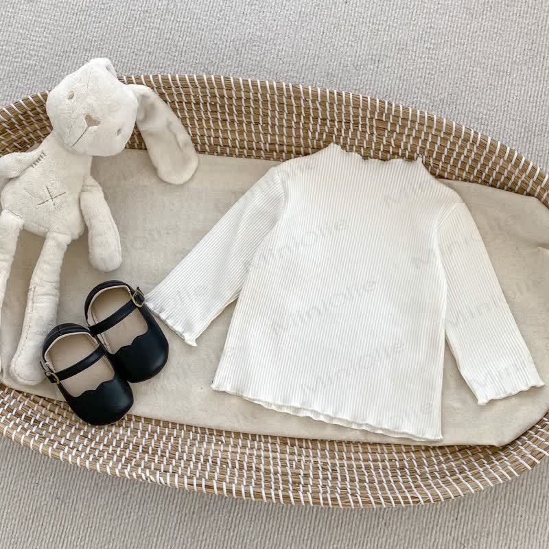 ベビーガールズ無地リブTシャツ - 白 - 2～3歳 - image 2