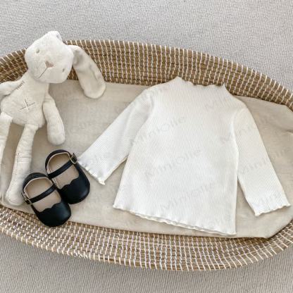 ベビーガールズ無地リブTシャツ - 白 - 2～3歳 - image 2