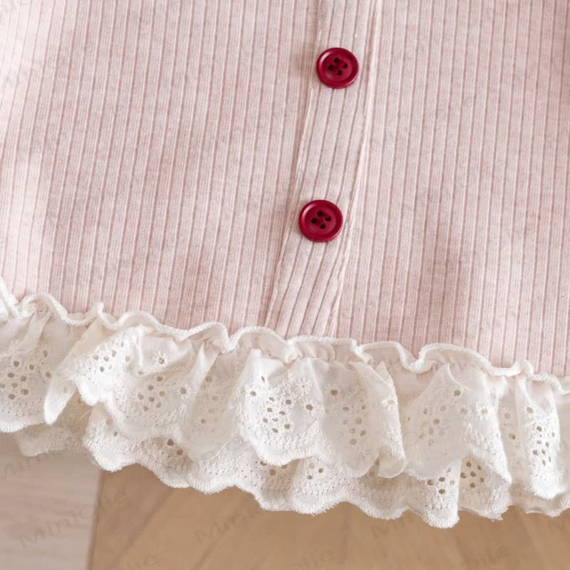 幼児用女の子用リボンレースニットトップス - image 10