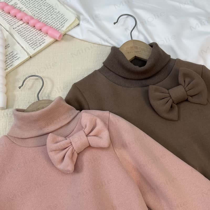 幼児用女の子3Dリボン無地パフスリーブDress - image 4