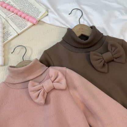 幼児用女の子3Dリボン無地パフスリーブDress - image 4