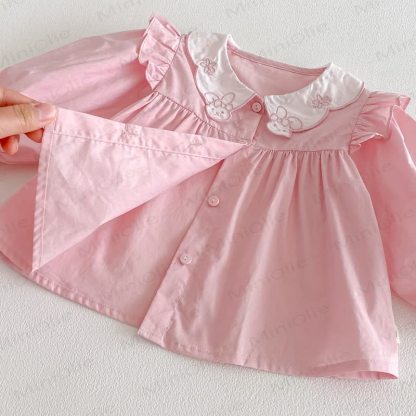 ベビー幼児女の子用バニーピンクトップス/ベージュリボンレギンス - image 6