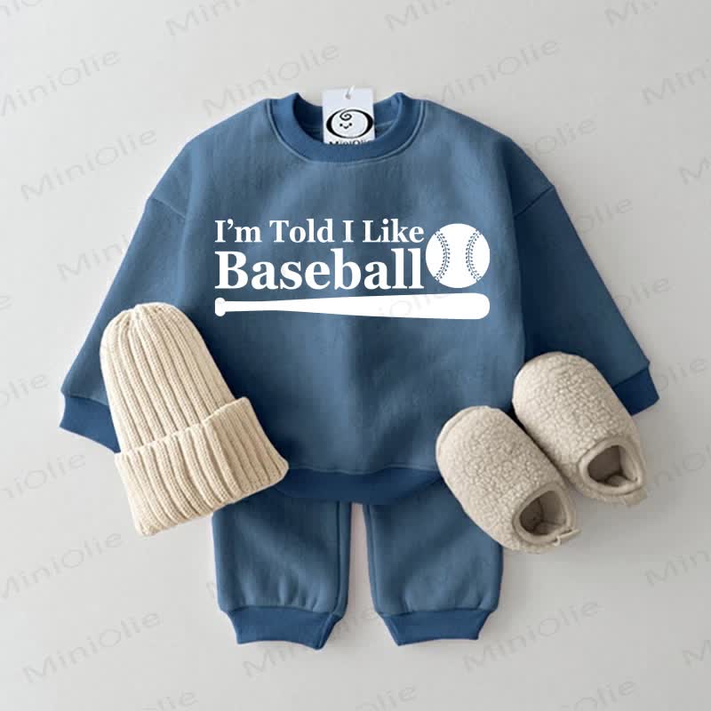 「I'M TOLD I LIKE BASEBALLスウェットシャツ 2点セット ブルー - 青 - 2～3歳 - image 1