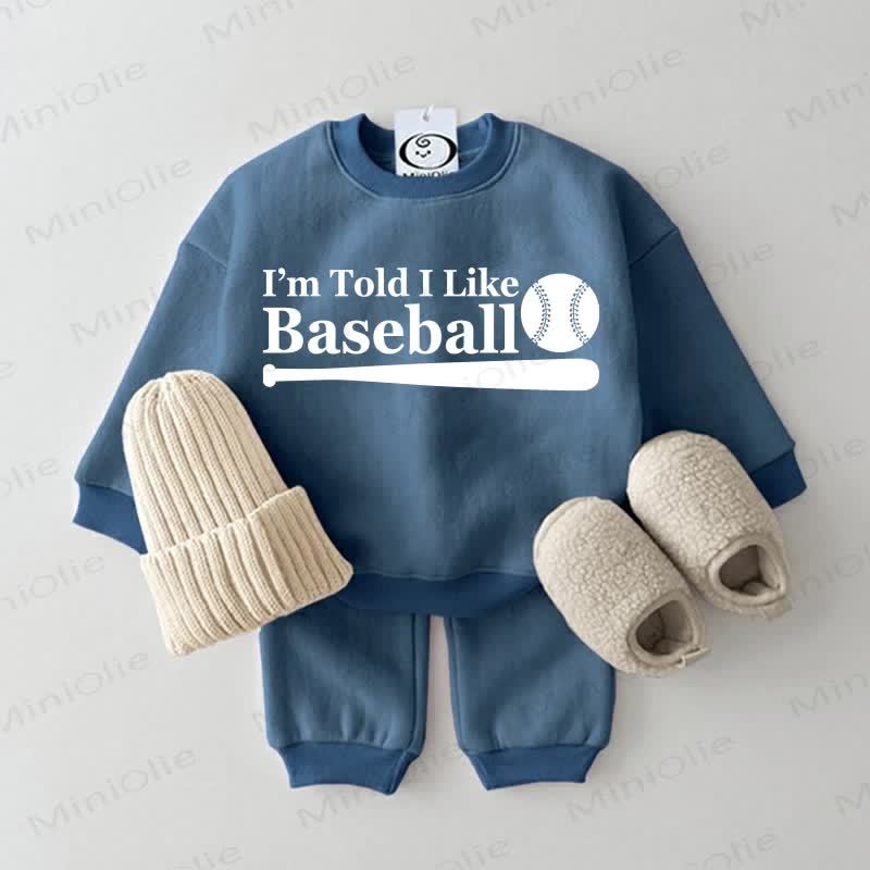 「I'M TOLD I LIKE BASEBALLスウェットシャツ 2点セット ブルー - 青 - 2～3歳 - image 1