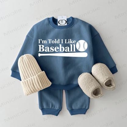 「I'M TOLD I LIKE BASEBALLスウェットシャツ 2点セット ブルー - 青 - 2～3歳 - image 1