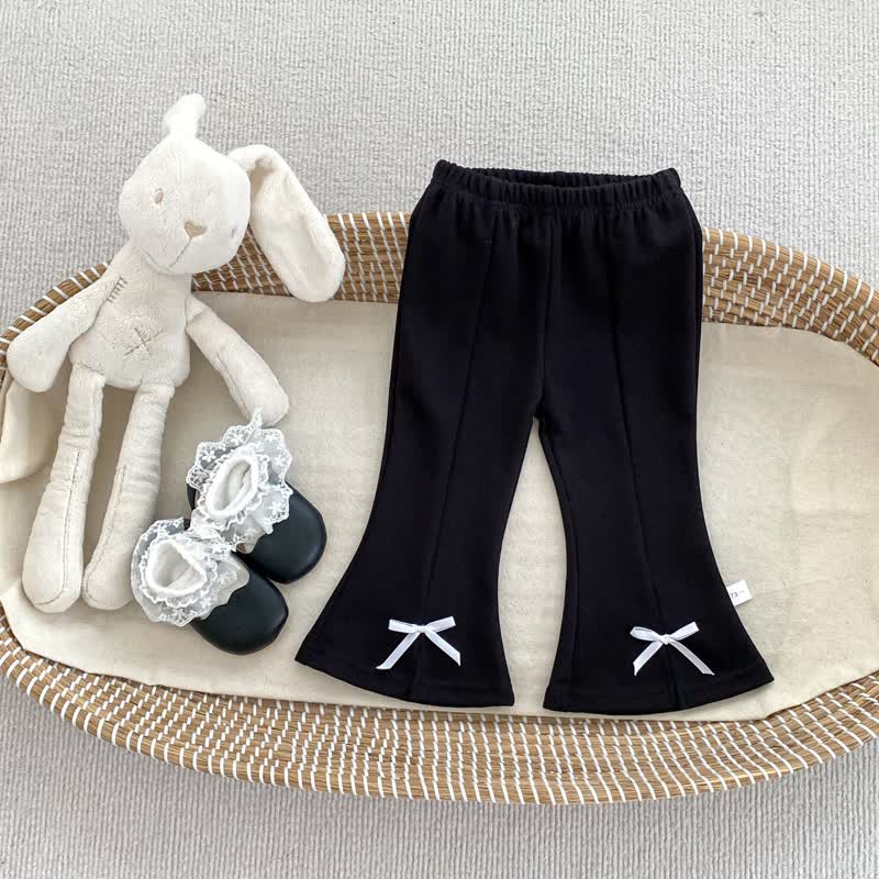 ベビー 幼児 女の子 ニット リボン カーディガン/ブラック パンツ/ストライプ パンツ - 黒のパンツ - 5～7歳 - image 6