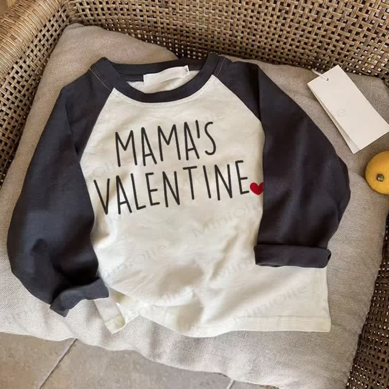 MAMA'S VALENTINEベイビーラブ ダークグレー ラグランTシャツ - ドラック・グレイ - 2～3歳 - image 1
