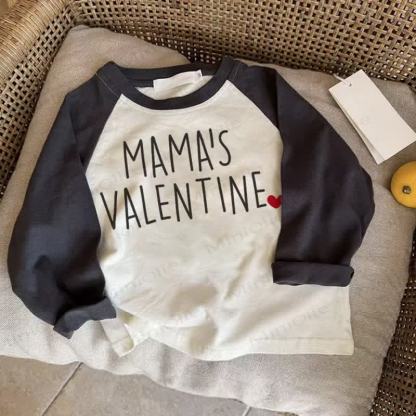 MAMA'S VALENTINEベイビーラブ ダークグレー ラグランTシャツ - ドラック・グレイ - 2～3歳 - image 1