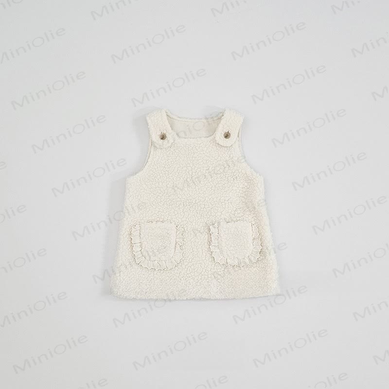 ベビー幼児女の子用無地レースノースリーブDress - ベージュ - 5-6Y - image 2