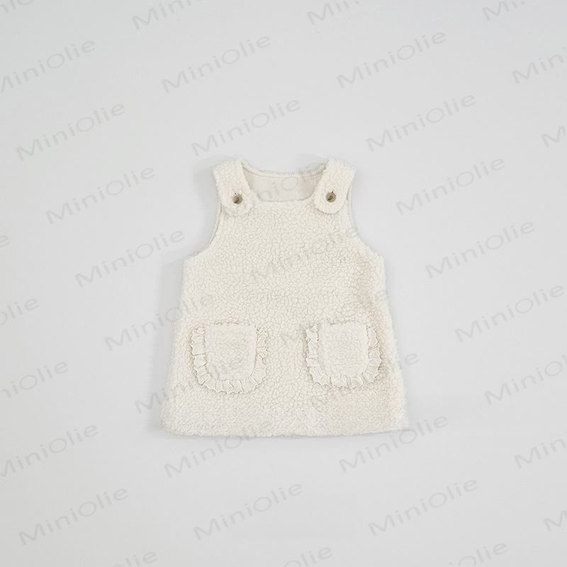 ベビー幼児女の子用無地レースノースリーブDress - ベージュ - 5-6Y - image 2