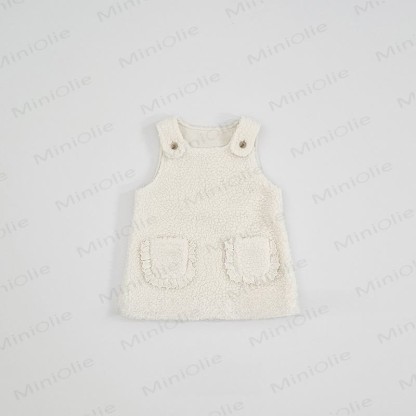 ベビー幼児女の子用無地レースノースリーブDress - ベージュ - 5-6Y - image 2