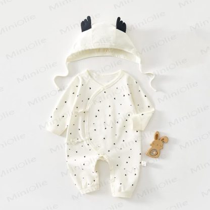 ベビームーンドットロンパース（帽子付き） - 白 - 6～9ヶ月 - image 1