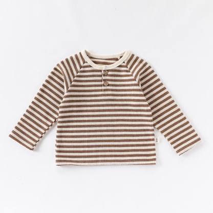 ベビー幼児用ストライプコットンTシャツ - 茶色 - 5～7歳 - image 3