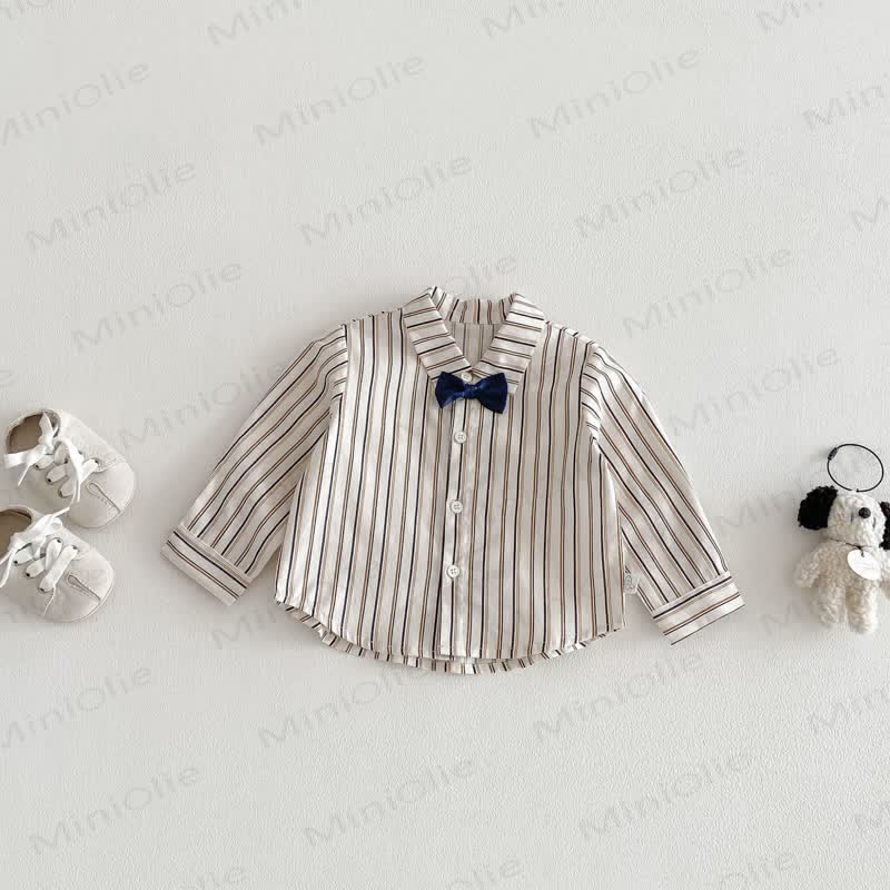 ベビー 幼児 男の子 無地 オーバーオール/リボントップ - ストライプトップ - 3～5歳 - image 3