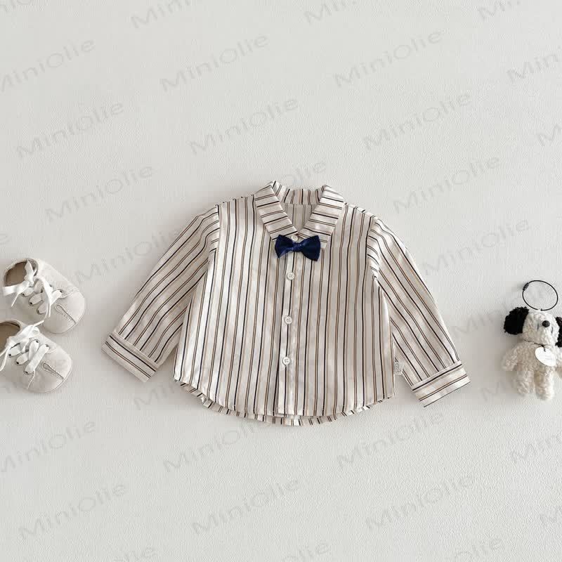 ベビー 幼児 男の子 無地 オーバーオール/リボントップ - ストライプトップ - 3～5歳 - image 3