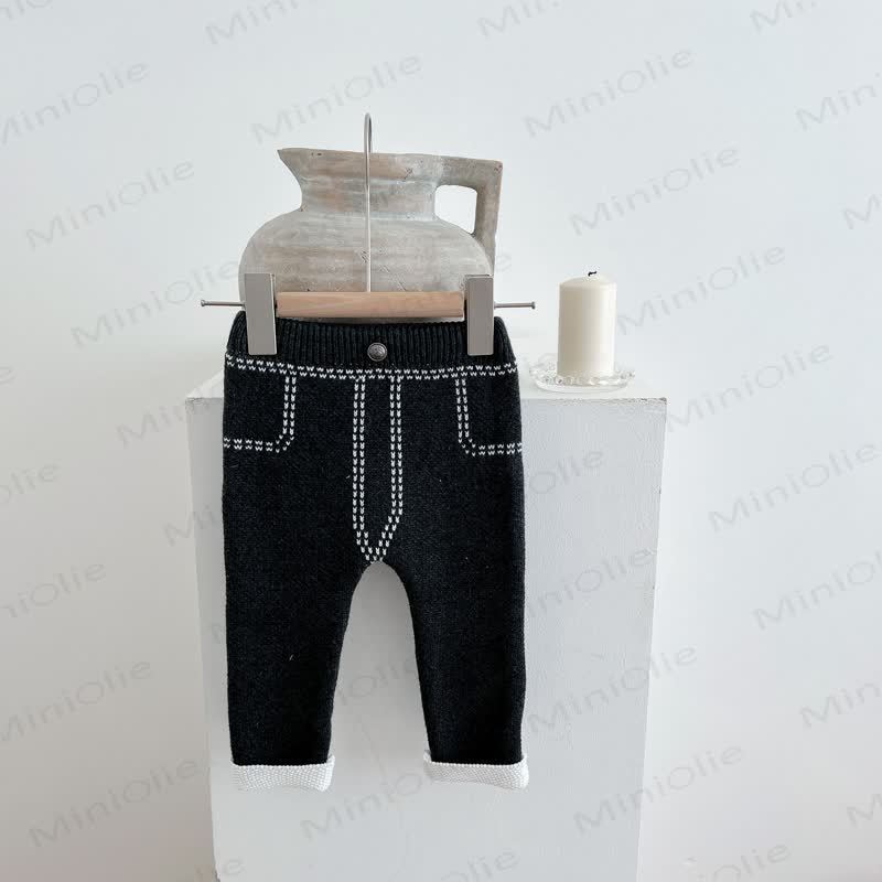 ベビー無地ニットレギンス - ブラックグレー - 2～3歳 - image 7