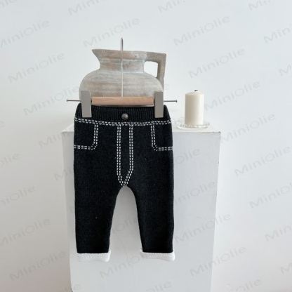 ベビー無地ニットレギンス - ブラックグレー - 2～3歳 - image 7