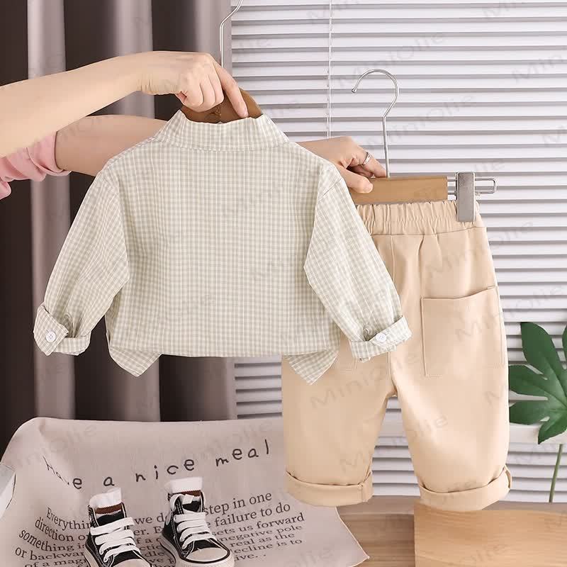 WE'RE BEST FRIベビー 幼児 男の子 ラブ アニマル チェック柄 2ピースセット - image 5