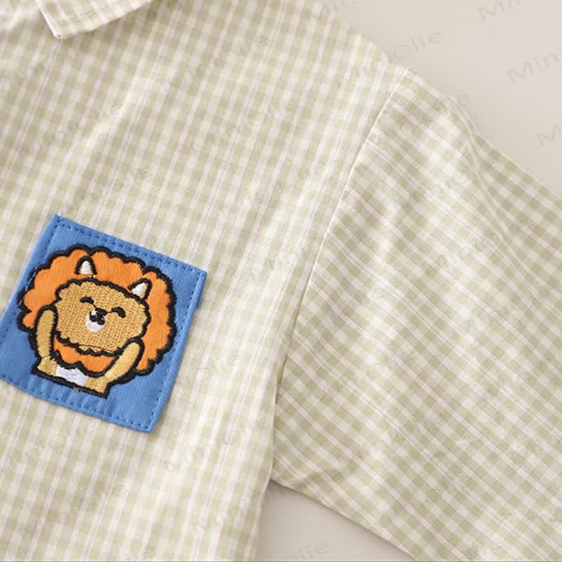 WE'RE BEST FRIベビー 幼児 男の子 ラブ アニマル チェック柄 2ピースセット - image 7