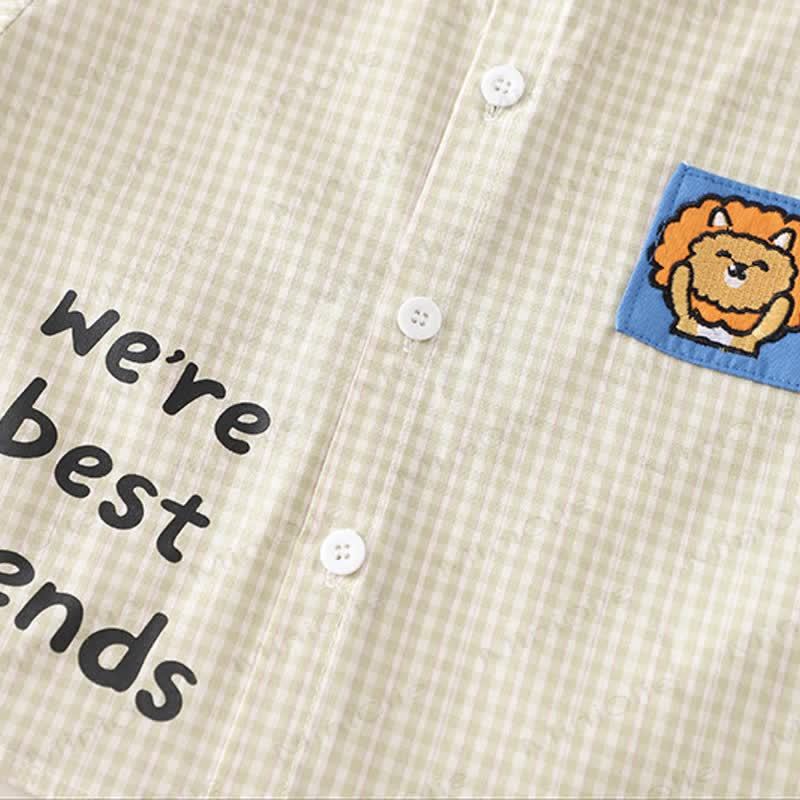 WE'RE BEST FRIベビー 幼児 男の子 ラブ アニマル チェック柄 2ピースセット - image 8