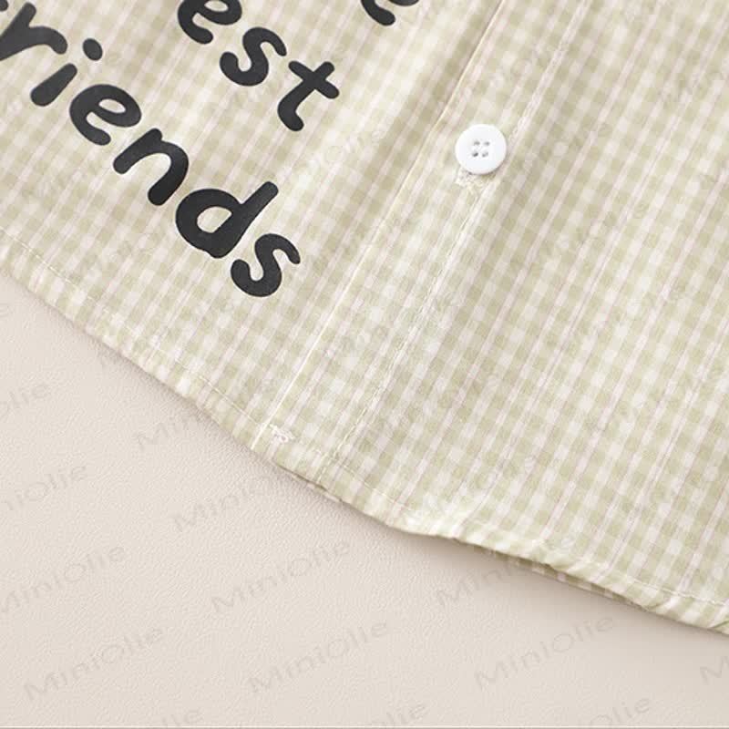 WE'RE BEST FRIベビー 幼児 男の子 ラブ アニマル チェック柄 2ピースセット - image 9