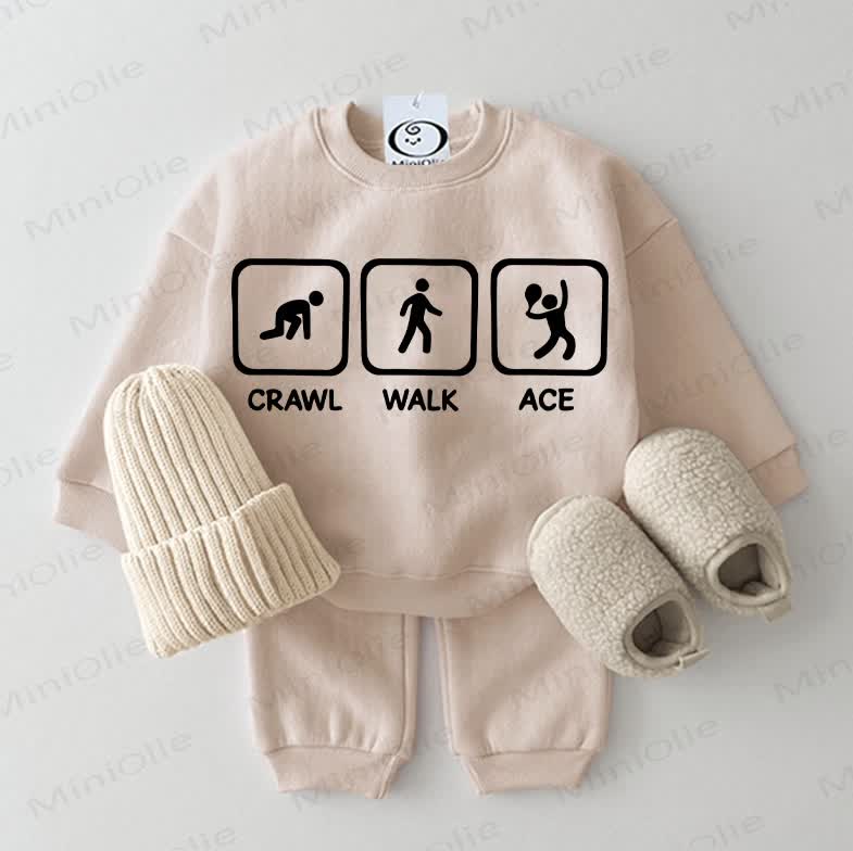 CRAWL WALK ACEベビー スウェットシャツ 2点セット ベージュ - ベージュ - 2～3歳 - image 1